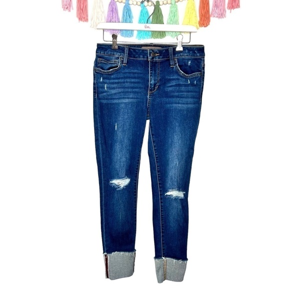 Joe’s Jeans Dark Wash Distressed Ripped High Waisted Skinny Jeans Size 28 - Picture 2 of 16